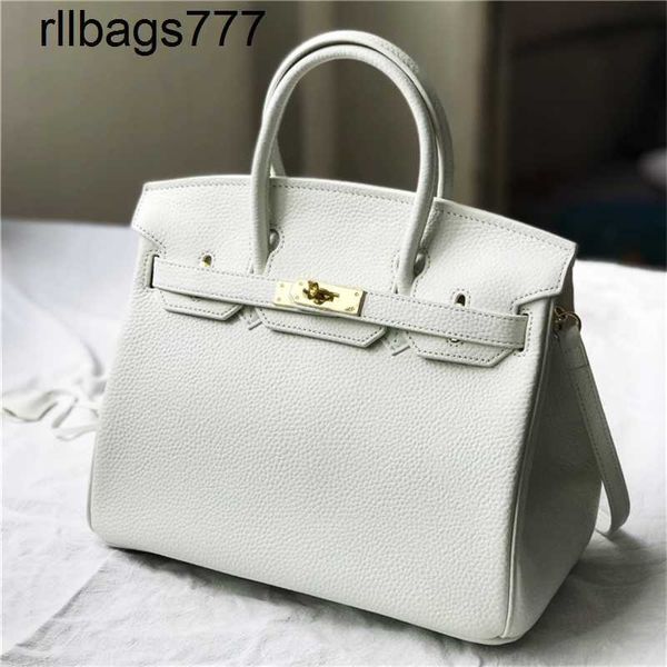 Borsa in pelle di lusso Bk Fashion Bianco puro giallo limone Litchi Pelle di vacchetta martellata Borsa da donna con una spalla obliqua a cavallo