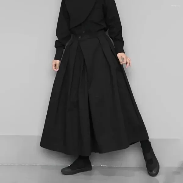 Herrenhose im dunklen Gothic-Stil, lockerer 7-Punkt-Hakama 2024, trendiges breites Bein, geschlechtslos, großes Design, Samurai, Unisex