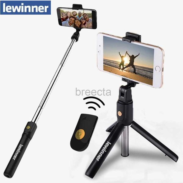 Monopés para selfies Lewinner 3 em 1 sem fio Bluetooth Selfie Stick Mini tripé extensível monopé universal para iPhone X 8 7 6s para Samsung/Huawei 24329