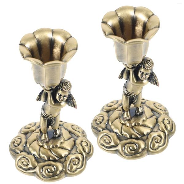 Titulares de vela 2 pcs mesa de jantar decoração vara titular lareira natal casa liga de zinco reutilizável castiçal suporte para desktop