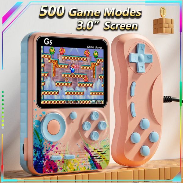 Jogadores Hot G5 Portátil Retro Eletrônico Máquina de Jogo Portátil 500 Jogos Builtin Mini Clássico Única Pessoa Dupla Brinquedos para Meninos Presente
