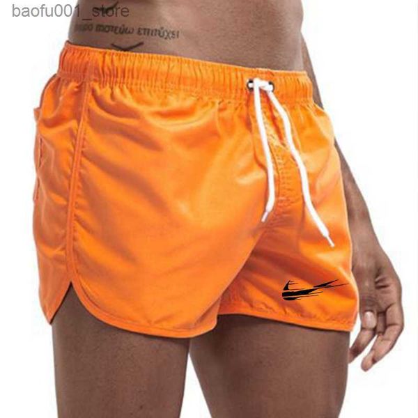 Shorts masculinos Mens Marca de Luxo Beach Shorts Movimento de Secagem Rápida Surf Breechcloth Swimwear Running Sport Ocean Swimming Trunk Scanties Q240329