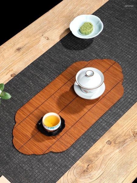 Tapetes de mesa de bambu corredor de chá japonês tapete zen grande pintura de seda pequeno pano chinês retro