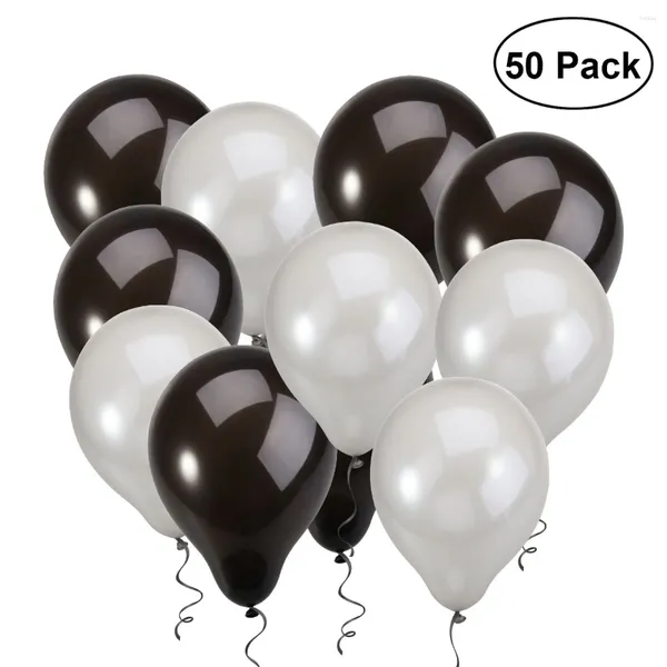 Party-Dekoration, 50 Stück, 30,5 cm, schwarz, weiß, rund, Latex-Ballon, Geburtstag, Hochzeit, Dusche, Urlaubszubehör