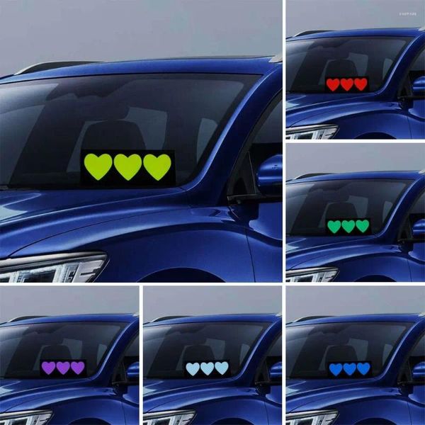 Наклейки на окна, модные автомобильные декоративные наклейки в форме сердца, лобовое стекло, электрические светодиодные знаки безопасности, наклейки