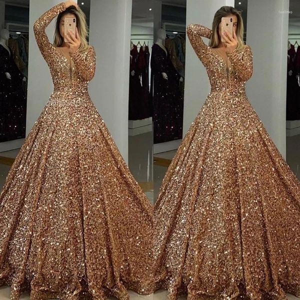 Abiti da festa Prom Ball Gown Donna Night Evening 2024 Elegante musulmano oro lungo taglie forti