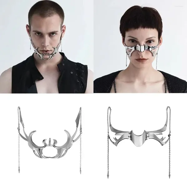 Baumelnde Ohrringe Mode Gothic Maske Cyber Punk Flüssigkeit Unregelmäßige Silber Farbe Hohl Frauen Männer Party Individuation Individueller Schmuck