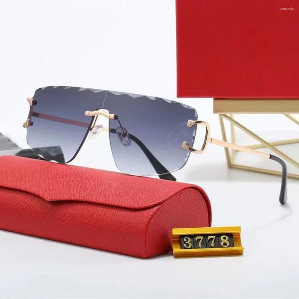 Sonnenbrille Marke Designer Randlose Frauen Männer Mode Vintage Schneiden Objektiv Rahmenlose Quadrat Für Fahren Shades