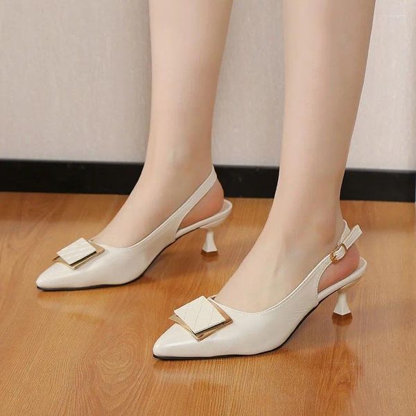 Freizeitschuhe Damen Schnalle Dekor Stiletto Heels Elegant Point Toe Kleid Pumps Mode Knöchelriemen