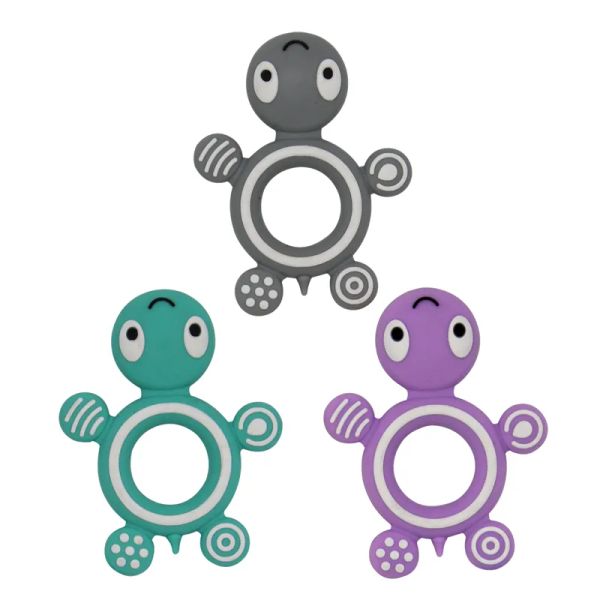 Schildkröte Silikon Zahne Spielzeugnahrung Silikon Baby Turtle Sensory Teether DIY Chew Krankenschwester Charms Baby Geschenk Tieranhänger 11 LL