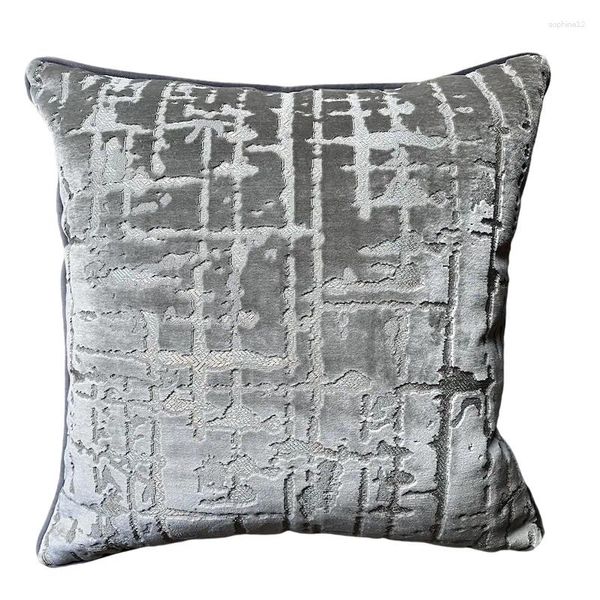 Cuscino 2024 Custodia decorativa con copertura geometrica grigio argento, moderno, semplice, arte astratta, divano letto per la casa, Coussin