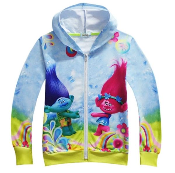 Trolls jaqueta para crianças meninas outwear meninas roupas hoodies dos desenhos animados trajes troll meninos menina t camisas crianças 039s camisolas t3789619