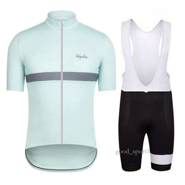 Set di maglie da ciclismo Rapha Cycle RAPHA Abbigliamento da bici da uomo Ropa Ciclismo Camicia a maniche corte Mtb Pantaloncini con bretelle in gel per bicicletta Set 817