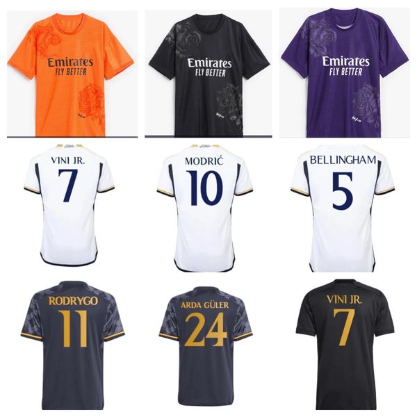 23 24 25 MBAPPE BELLINGHAM ReAls MaDrIDs Maglia da calcio Y-3 2023 2024 Casa Lontano Terza Y3 Maglia da calcio Camiseta RODRYGO VINI JR Plus Viola Nero Arancione