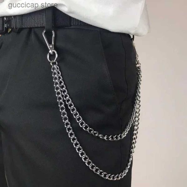 Taillenkette Gürtel Metall Punk Rock Layered Chain Schlüsselanhänger Herren und Damen Taille Schlüsselanhänger Brieftasche Jeans Hip Hop Hosen Gürtel Kette Schmuck Zubehör Y240329