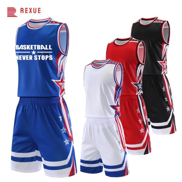 Sublimationsdruck Basketball-Set für Männer Kinder 6XS8XL Große Größen Benutzerdefinierte Balltrikot Teamwear Großhandel Gedruckt Club 240318