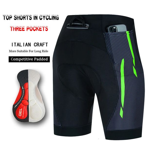 Pantaloni da ciclismo da uomo Pantaloncini in gel a 3 tasche Collant da uomo Maillot Bavaglini corti Attrezzatura professionale estiva Bavaglino sportivo professionale Lycra 240325