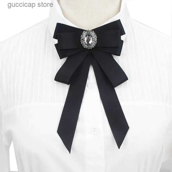 Laços moda preto arcos gravata clipe fita vermelho diamante bowtie branco strass vestido camisas colarinho laço presente para mulheres acessórios y240329