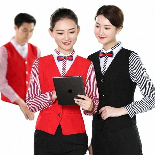 Colete Camisa Garçom Workwear Outono e Inverno Roupas Chinês Hot Pot Restaurante Tea House Frt Hall Roupas de Trabalho Lo g2zY #