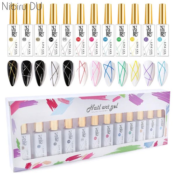 Gel-Liner-Nagel-Set für französische Kunst, 24 Farben, Rot, Grün, Nagellack, DIY für Zuhause, Salon, Nagel-Stylisten-Zubehör 240321