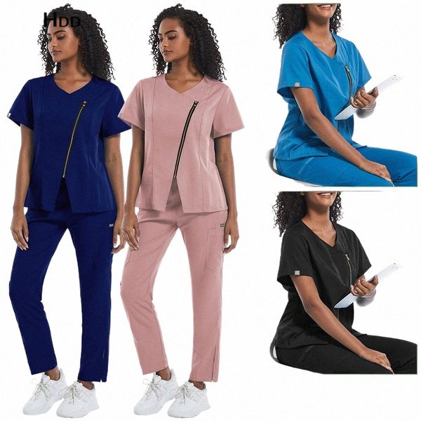 Blusas médicas calças spa beleza sal trabalho wear feminino esfrega uniformes médicos dentista clínica pediátrica roupas de trabalho atacado 52um #