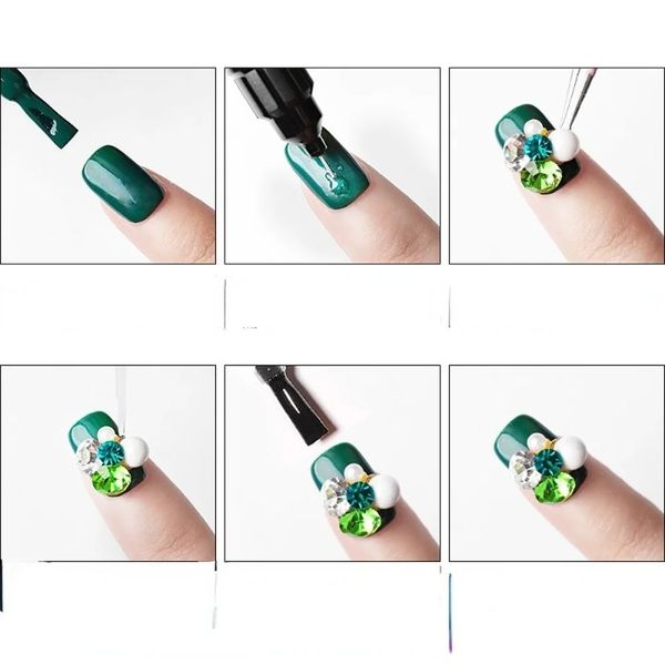 2024 manicure fai da te nail art calafataggio per calafata della penna a doppia perforazione multifunzione non perforare il gel di perforazione punto di lavaggio per acrilico per manicure fai -da -te