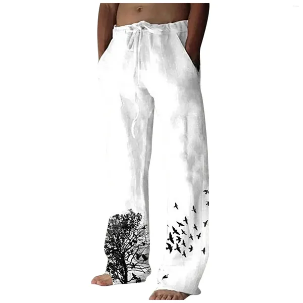 Pantaloni da uomo Pantaloni in lino di cotone di grandi dimensioni Pantaloni sportivi casual larghi tinta unita estivi multitasche larghi e leggeri