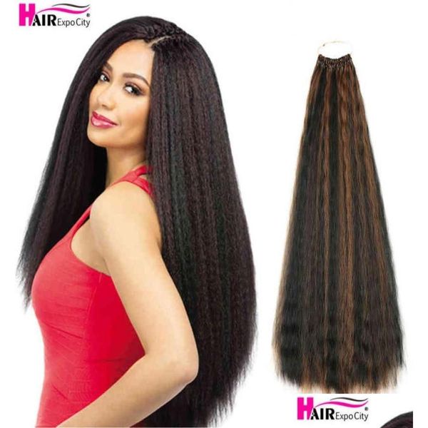 Estensioni dei capelli personalizzate 20 pollici Kinky Straight Cloghet Pre loop Treccia sintetica naturale Ombre Braiding Expo City 2206105221711 Drop D Otvwc