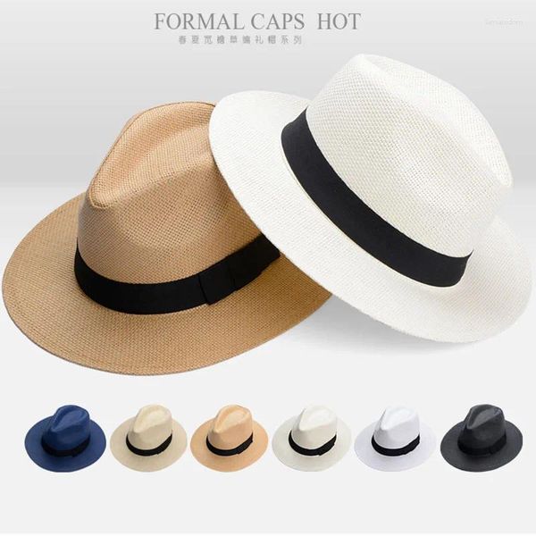 Береты, летняя соломенная шляпа с большими полями, мужская панама в стиле ретро, британская женская пляжная тканая шляпа из бумаги