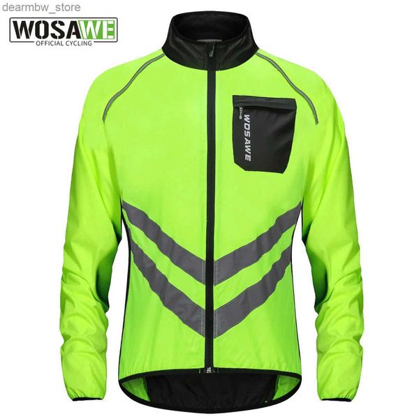 Jaquetas de ciclismo Wosawe ciclismo jaqueta de chuva alta visibilidade multifuncional jersey estrada mtb bicicleta bicicleta à prova de vento secagem rápida casaco de chuva windbreaker24329