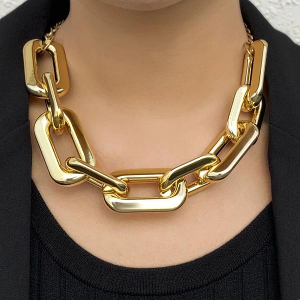 Choker GSOLD Single Layer Hyperbole Thick Cuban CCB Chain Halskette für Frauen Punk Chunky Collar Necklaces Collier Jewelry