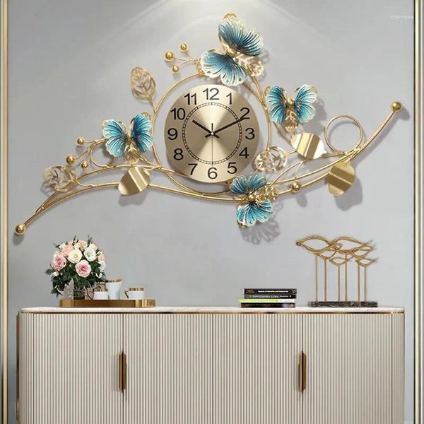 Настенные часы, художественные большие часы, роскошные бесшумные металлические японские геометрические современные дизайны для гостиной, скандинавские светящиеся украшения