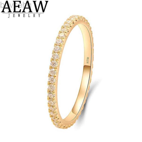 Fedi nuziali Eternity Femminile CVD HPHT Lab Anello con diamanti Solido 14K Oro giallo Micro Pave Fede nuziale per le donne Festa nuziale Gioielli Regalo 24329