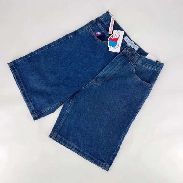 Erkek şort denim şort jnco retro hip hop karikatür grafik sokak kıyafetleri denim y2k büyük çocuk nakış