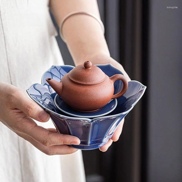 Fincan tabakları retro Çin tarzı lotus tenceresi el yapımı seramik kuru kabarcık masa jianshui çıkarılabilir çay yıkama kase üreticisi araç hediyesi