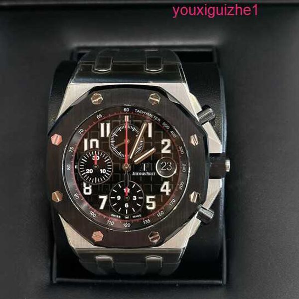 Top AP Relógio de Pulso Royal Oak Offshore Série 26470SO Anel de Cerâmica de Aço de Precisão Vampiro Mens Cronometragem Moda Lazer Negócios Esportes Máquinas Relógio