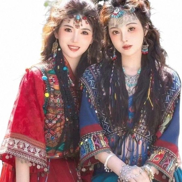 Hanfu Costume antico esotico Hani etnico primaverile e autunnale da donna Abbigliamento Dai A5IB #