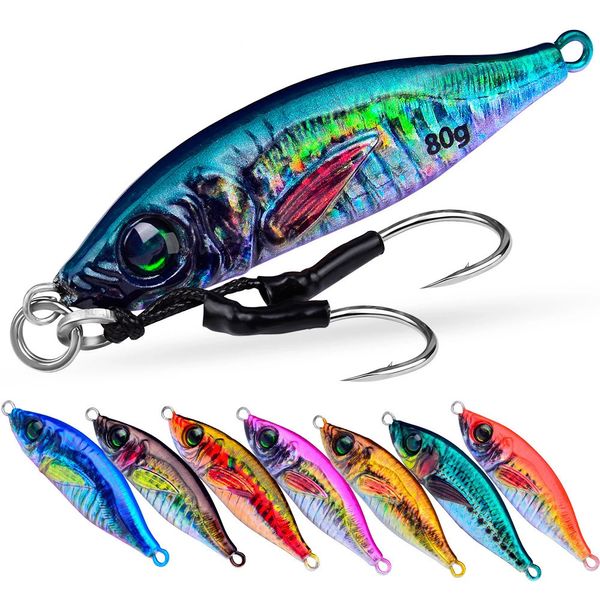 10 pçs 3d pintura em spray jigging isca de pesca metal água do mar isca de peixe jigs japão enfrentar pesca baixo atum truta conjunto 240315