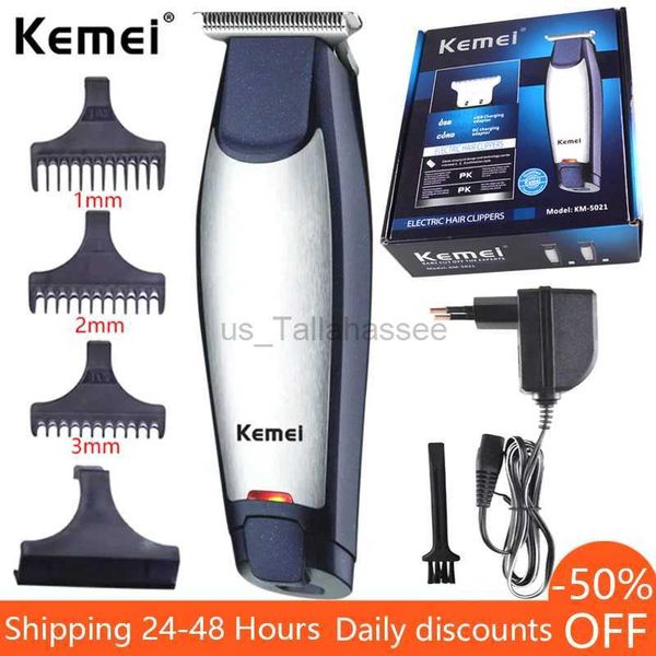 Barbeadores elétricos Kemei Aparador de cabelo Elétrico Aparador de barba para homens Máquina de cortar cabelo sem fio Cortador de cabelo Máquina de corte de cabelo Kit de preparação KM-5021 240329