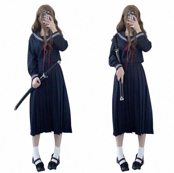 60-80cm Rock Sakura JK Uniform Cosplay Japanisches Schulmädchen Navy Sailor Schuluniform Yankee Girl Uniform JK022 76xj #