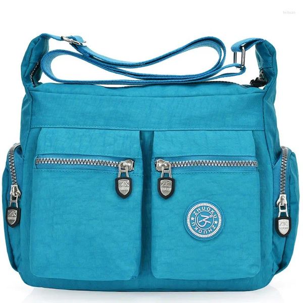 Bolsas de ombro 2024 Mulheres Impermeáveis Cross Body Zipper Nylon Fashion Travel Messenger Bag