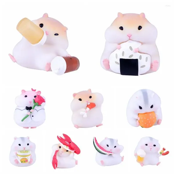 Dekoratif figürinler Akıllı Fare Hamster Clarke Figürleri Model Toys Foodie Serisi Gurme Küçük Hayvanlar Ev Dekor