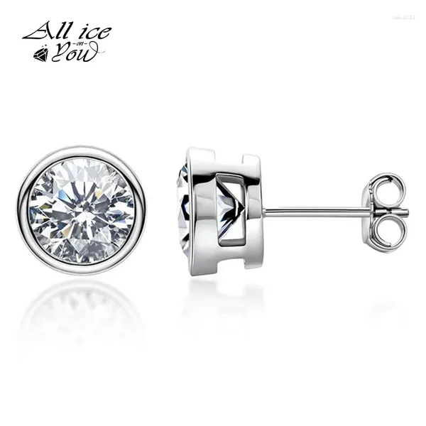 Stud Küpe Alliceonyou 925 Klasik Gümüş 0.5CT D-E Renk Moissanit VVS Fine Jewelry Elmas Surround Dantel Küpe Kadın Hediyesi