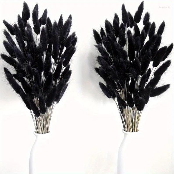 Декоративные цветы, 60 шт., черный пампасный букет из травы, богемное украшение для обеденного стола, сушеный хвост