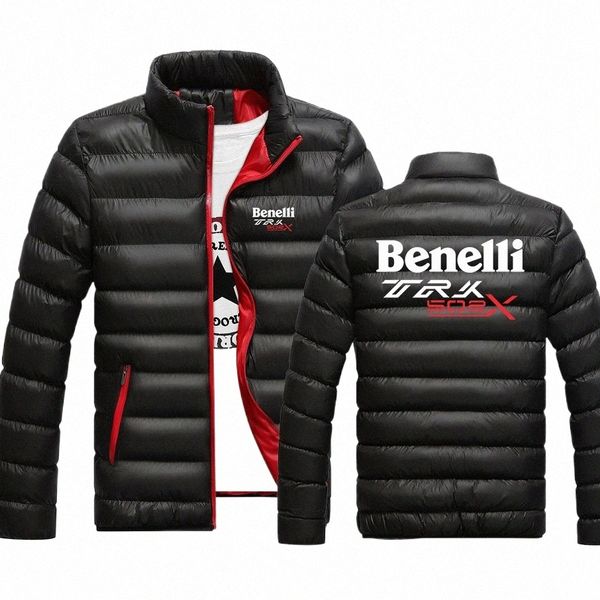 Benelli TRK 502X Cappotto invernale da uomo imbottito con cerniera spessa Chiusura con zip da uomo Colletto alla coreana Manica Lg Cappotti antivento caldi e resistenti al freddo Y85p #