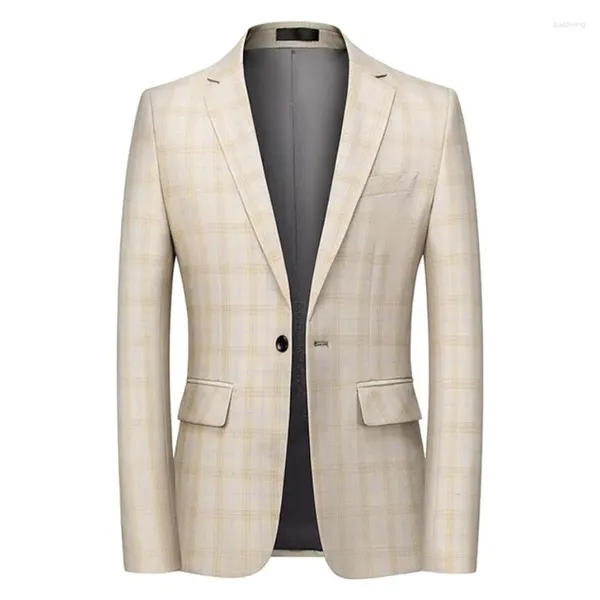 Ternos masculinos roupas de marca primavera outono blazers homens fino ajuste britânico xadrez formal terno jaqueta festa casamento negócios casual smoking masculino