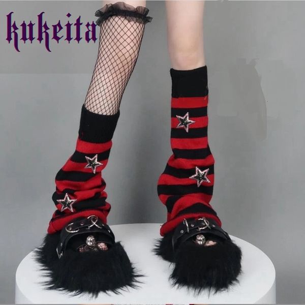 Y2k Harajuku Stern Gestreifte Beinwärmer Gestrickte Socken Japanische Frauen Gothic Lange Socken Punk Rock Knie Hohe Fuß Abdeckung Streetwear 240315