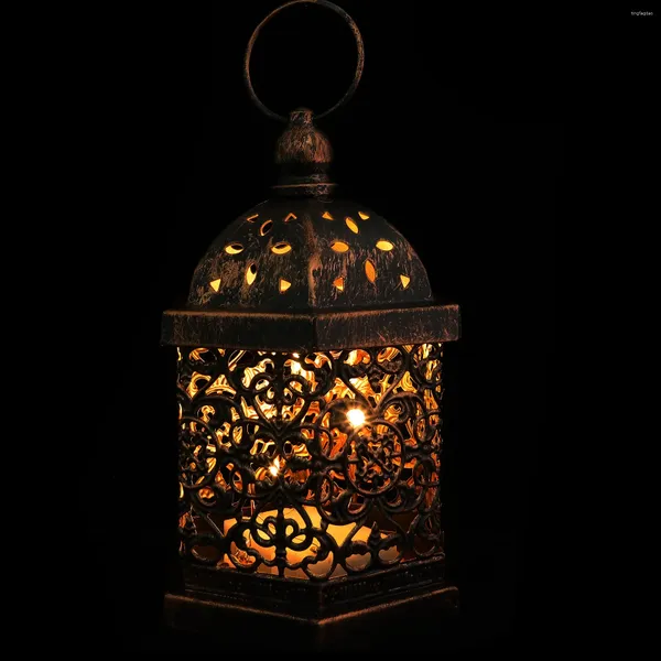 Portacandele Decorazione in metallo Lanterna Decorativa Halloween Stile Vintage Lampada Ferro Marocco Luce Senza Fiamma