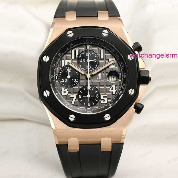 Relógio de pulso Swiss AP Royal Oak Offshore Series 18K Rose Gold Timing Relógio mecânico automático masculino Relógio de segunda mão Relógio masculino de luxo 25940