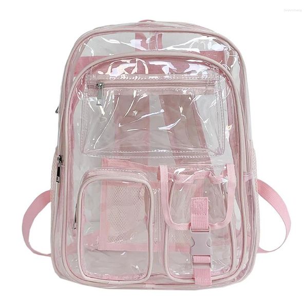 Mochila clara transparente escola grande capacidade ver através bookbag multi-bolsos saco de armazenamento de viagem para estudantes